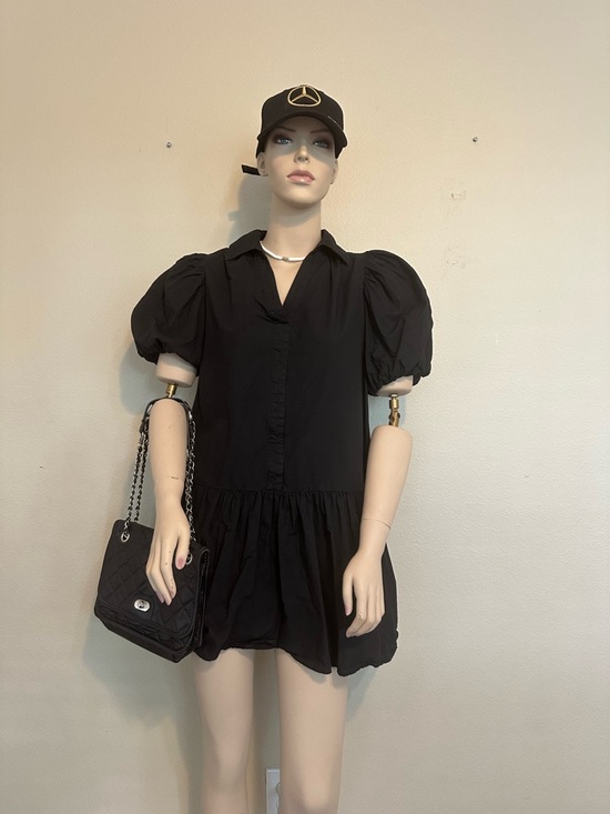 Pinch Dresses & Skirts - Pinch Black Puff Sleeve Babydoll Mini Dress Large L